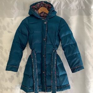 Big girls 600-fill satin teal coat Lands End 10/12
